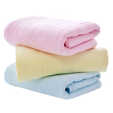 星紅織品 純棉緞檔馬卡龍色系純棉毛巾3件組 台灣製 33*73cm  粉色 + 藍色 + 黃色  1組