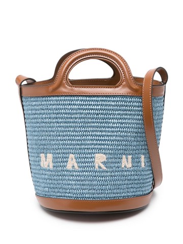 Marni - logo-embroidered bucket bag - women - Leather/Cotton/Cotton/Polyamide/Acrylic - One Size - Blue