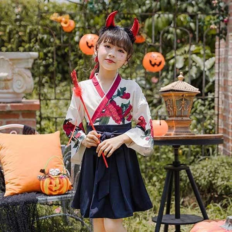 ハロウィン仮装 キッズ 和服 着物セット 子供 子ども用 巫女 コスプレ