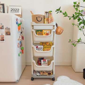 ins風帶輪多層收納架零食雜物置物架可移動小推車簡易組裝儲物架