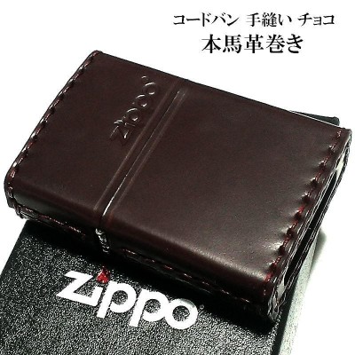 ジッポ 革巻き ZIPPO ライター かっこいい コードバン ロゴデザイン 