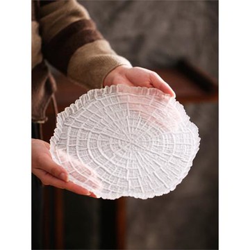 日式輕奢冰川盤玻璃茶盤小型簡約家用小茶臺功夫茶具托盤干泡盤臺