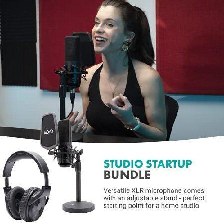 Movo Podcast Equipment Bundle with XLR Wired Microphone, 3.5mm 6.35mm Studio Headphones, and Desktop Mic Stand with Pop Filter Great Music or Gaming