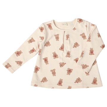 akachan honpo - 長袖休閒上衣-滿版印花-淺卡其色