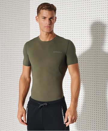 Superdry Men's Men's Sport Training Ice Cool Short Sleeve T-Shirt Khaki / Army Khaki - Size: XL
