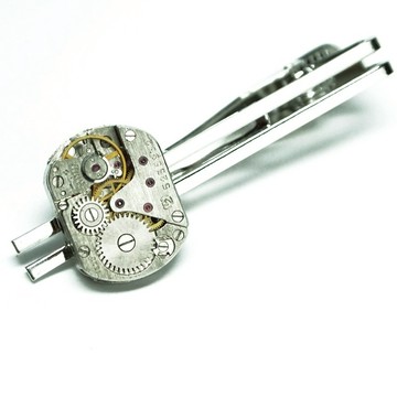 Steampunk蒸汽龐克風格 機芯方領帶夾