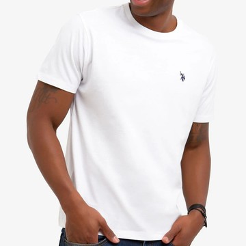 U.S. POLO ASSN. 素面T恤 短袖電繡 男裝 短T-Shirt 圓領上衣 U90404 白色(現貨)【送禮首選★APP下單點數4倍送】