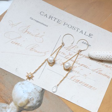 14K包金流星軌跡耳環 – 月光石