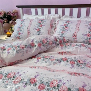 ｛現貨附發票｝寢具 被套 床包 法式古典玫瑰蕾絲帶 全棉寢具 質量升級 床單 公主風 歐式 居家裝飾 生活用品 高品質