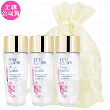 【即期品】ESTEE LAUDER 雅詩蘭黛 微分子肌底原生露櫻花輕盈版(30ml)新款*3旅行袋組(公司貨)