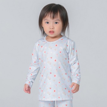 動物樂趣溫灸刷毛圓領發熱衣(天空藍 童70-90)