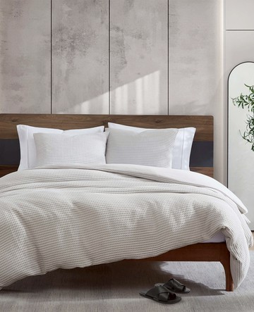 Kenneth Cole | Reversible Solid Grey Waffle Comforter Set, Size: F/Q