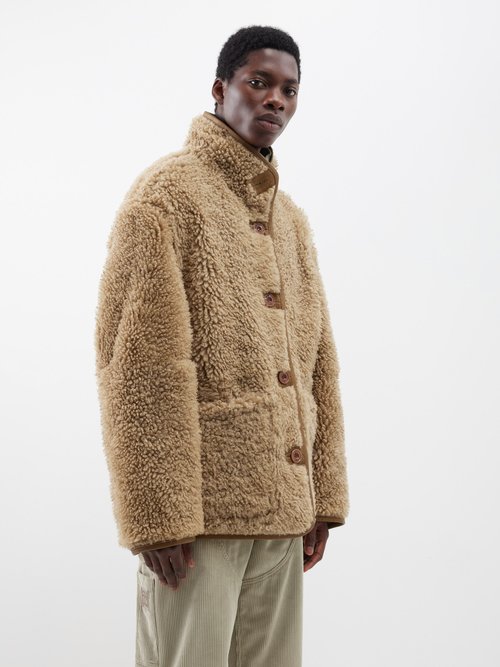 Lemaire - Reversible Shearling Jacket - Mens - Sand