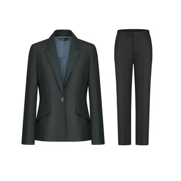 商務羊毛成套緞紋提花附圍巾套裝/黑色 | 5621100499