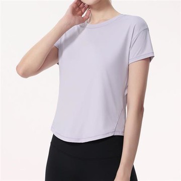 【巴黎精品】現貨+預購 女運動服短袖瑜珈服居家運動服裸感親膚透氣速乾-網紗拼接圓領純色女上衣a1jo1