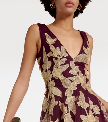 Costarellos Floral appliqué tulle gown