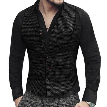 【巴黎精品】現貨+預購 西裝背心西服馬甲-千鳥紋V領修身春秋男外套4色a1ad23