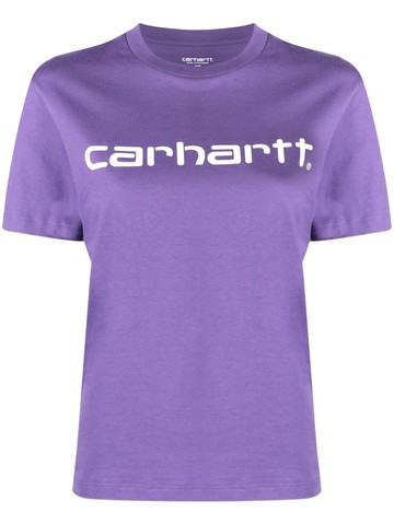 Carhartt WIP - logo-print organic cotton T-shirt - women - Organic Cotton - XS - Purple