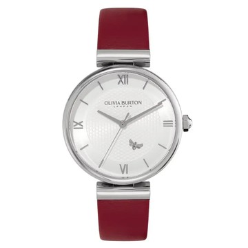 Olivia Burton 蜂巢格紋 小蜜蜂皮革帶腕錶