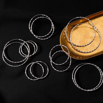 925純銀大圈耳環女年新款潮圓環耳圈冷淡風氣質圈圈圓形耳飾