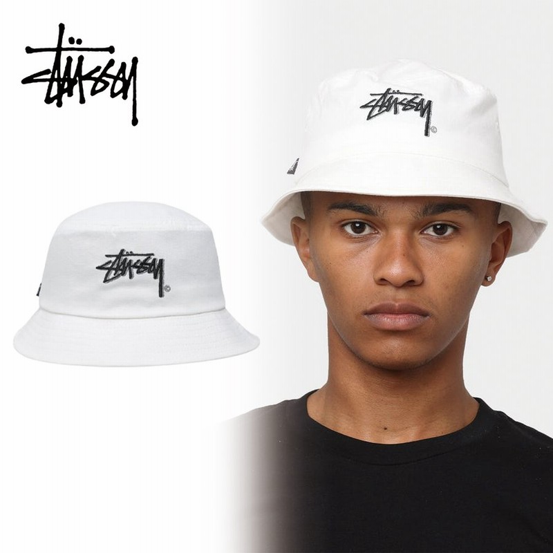 2021福袋】 STUSSY ステューシー バケットハット 白 刺繍ロゴ