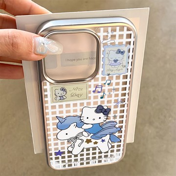 免運+隔日🚚電鍍鐳雕手機殼 飛馬kt貓 適用蘋果17promax 16Pro 15plus 14 13 12 11防摔