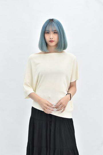 (L) marigold 韓牌不規則設計杏色短袖上衣