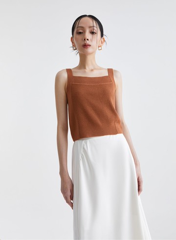 寬肩帶親膚緹花針織背心