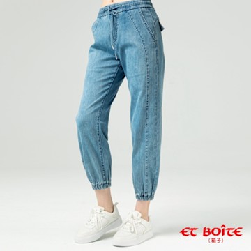 ETBOITE 箱子 BLUE WAY – 24H冰爽有彈中腰鬆緊弧線丹寧縮口男友褲