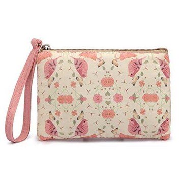 Love 21 2019女時尚智能花鳥圖騰粉色帆布手腕錢包