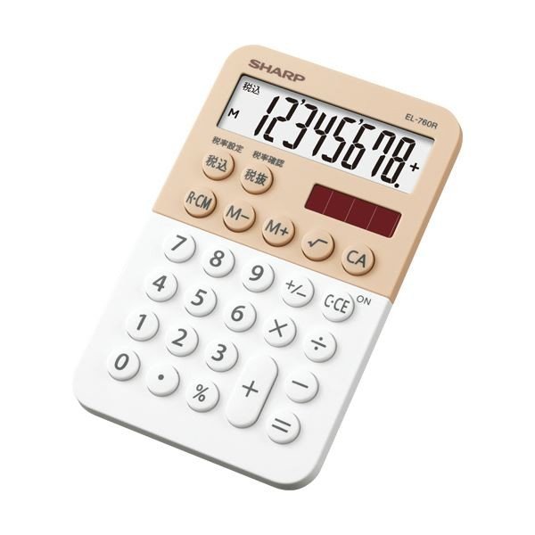 (まとめ) シャープ カラー・デザイン電卓 8桁ミニミニナイスサイズ ホワイト系 EL-760R-WX 1台 〔×10セット〕