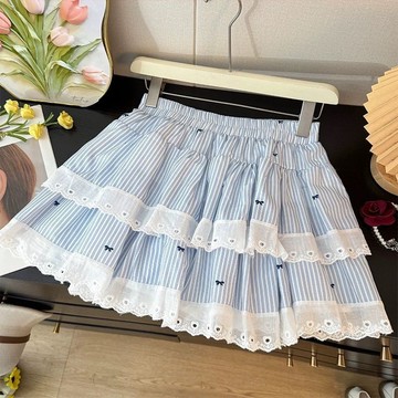 🌸YR🌸 女童半身裙 兒童裙子 女童公主裙 條紋蛋糕裙半身裙女夏2026新款A字裙高腰短裙半裙蓬蓬裙裙子傘裙
