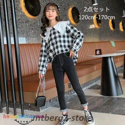 韓国子供服 セットアップ 女の子 秋服 レジャー 上下セットシャツ ジーンズ 2点セット キッズ ガールズ 秋着 チェック柄 長袖 シャツ 長ボン お洒落 通販 Lineポイント最大get Lineショッピング