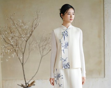 新中式中國風 100羊毛雙面暈染印花 背心/半裙