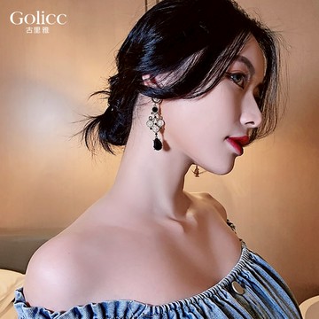 【Gulicc】古莉可 耳環 宮廷黑水滴耳飾