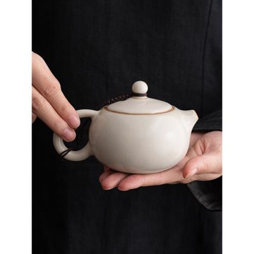 汝窯西施壺單壺家用可養開片陶瓷茶具泡茶壺中式簡約功夫泡茶水壺