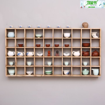 茶杯架小紫砂壺架實木多寶閣中式博古架茶具收納展示架50格/架子/置物架/收納架/儲物架/茶具架/茶杯架