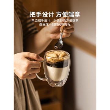 雙層耐熱玻璃透明冰美式拿鐵掛耳咖啡摩卡意式小眾咖啡杯家用防燙