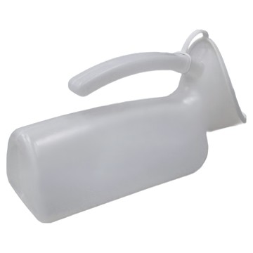 OO 生活輔具 女用尿壺 附蓋 半透明塑膠製成 附有手把方便握拿 長型開口設計  白色  1個