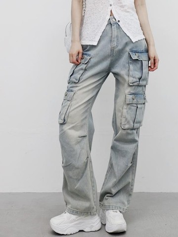 Codibook｜韓國 NONCODE 湯米休閒水洗工裝牛仔褲［現貨 -  天空藍 / S］牛仔褲 女裝