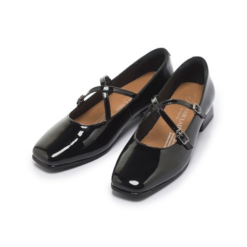 小時光 文藝交叉繞帶低跟瑪莉珍鞋 漆黑 (6B3087)