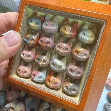 阿拉善狐狸面具雕刻 狐狸面具通孔配件