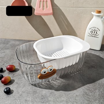 雙層蔬果瀝水籃  2層  1個  白色