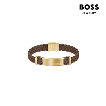 【BOSS】Dylan 編織皮革手鍊-咖啡色 1580607