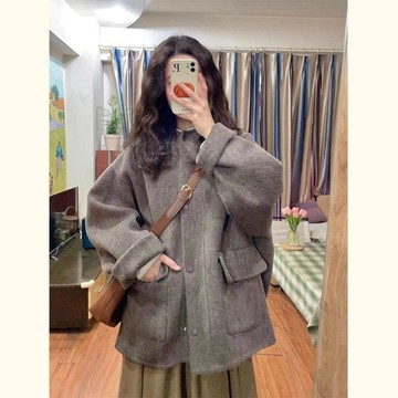 『ATC』大碼秋裝女高級感毛呢外套女秋冬季150公斤胖妹妹寬鬆復古連帽呢子大衣ins