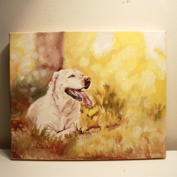 客製寫實寵物肖像油畫