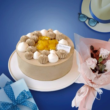 ［快速出貨］LINE禮物獨家【艾立蛋糕】 焙茶冰淇淋蛋糕+香皂花套組