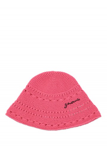 Ganni - Crochet Bucket Hat - Womens - Pink