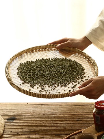 異麗手工竹編制品籃子竹篩子圓簸箕家用饅頭筐竹子籮筐果籃收納筐