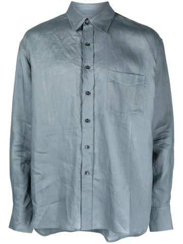 COMMAS - long-sleeve linen shirt - men - Linen/Flax - XXL - Green